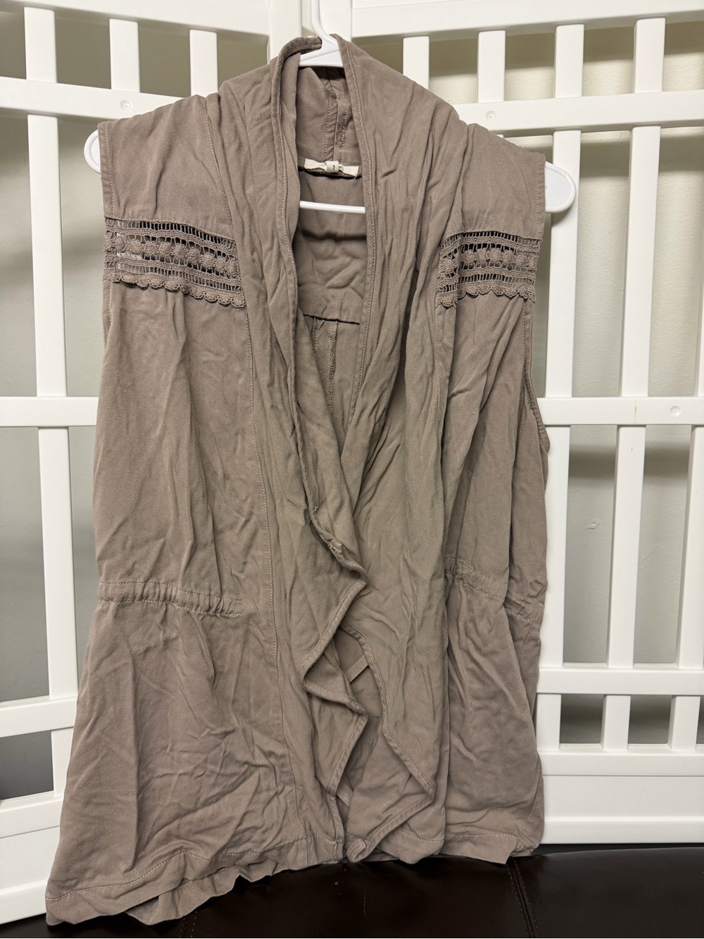 Maurices Taupe Open-Front Sleeveless Cardigan